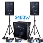 Pack sonorisation dj pa bms - 1812 2400w sub 46cm - 2 hp 30cm + cbles + 4 mini ledstrobes lytor