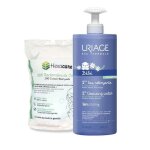 Pack uriage eau nettoyante b�b� 1l et 200 cotons 8x10 cm ? visage et corps d�s la naissance ? 98?% d?origine ...