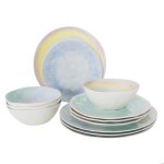 Pack de vaisselle en m�lamine pastel barfleur - 12 pi�ces