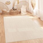Paco home tapis salon poils - hauts scandinave style boho 3d moelleux lavable d�cor cr�me 160x220 cm