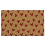 Paillasson coco intrieur extrieur 75 x 45 cm coeurs imprims rouges