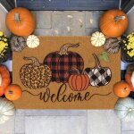 Paillasson dentre halloween citrouille avec fibre de coco - tapis dentre extrieur et intrieur envers ...
