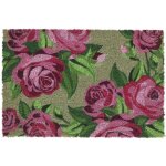 Paillasson en fibres de coco roses fond vert