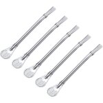 Pailles bombilla en acier inoxydable pour mat lot de 5 pailles pour mat bombillas cuillres design argent ...