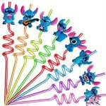 Pailles rutilisables plastique stitch 8 pcs paille plastique enfant pailles pour ftes  thme dcorations ...