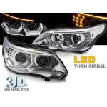 Paire de feux phares bmw serie 5 e60 / e61 03 - 07 angel eyes led 3d chrome - 40160178