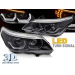 Paire de feux phares bmw serie 5 e60 / e61 03 - 07 angel eyes led 3d noir - 40160229