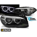 Paire de feux phares bmw serie 5 f10 / f11 10 - 13 xenon angel eyes led drl noir - 27361227