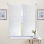 Paire de petits voilages brods pour fentre blanc 60x120 cm