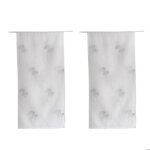 Paire de petits voilages brods de fleurs blanc 60x120 cm