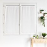 Paire de petits voilages droits en fils flamm�s blanc 60x120 cm