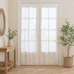 Paire de petits voilages droits finition passe tringle blanc 90x220 cm