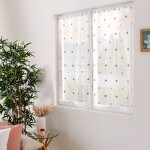 Paire de petits voilages droits � pois color�s gris perle 60x90 cm