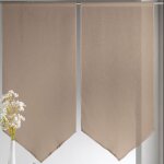 Paire de petits voilages etamine bas en pointe taupe 60x130 cm