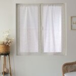 Paire de petits voilages plumetis - effet lin naturel 60x160 cm