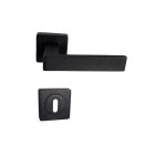 Paire de poign�es de porte sur rosaces aluminium carr�es noires natalya - rosace: + 1 paire de rosaces ...