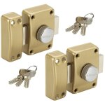 Paire de verrous de porte  bouton cylindre 45 mm double verrou sentrouvrant avec 4 cls uniques