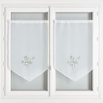 Paire de voilages brod�es sauge 60x90 cm
