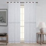Paire de voilages macram� pour baie vitr�e blanc 140x240 cm