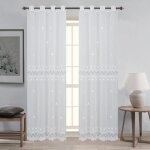 Paire de voilages macram� pour baie vitr�e ecru 140x240 cm