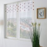 Paire de voilages � motif c?ur 60x120cm rouge