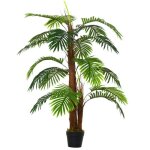 Palmier artificiel 6x16x120cm vert int�rieur et ext�rieur plante artificielle r�aliste en pot plastique ...