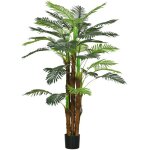 Palmier artificiel outsunny h. 16 m arbre artificiel tronc branches lichen feuilles grand r�alisme pot ...