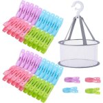 Panier avec 40 pi�ces pinces a linge plastique panier pince � linge a suspendre sac pour epingles � linge ...