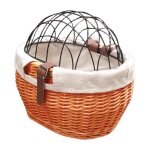 Panier avant pour vélo osier transport de petits chiens et chats avec housse en treillis métallique Panier avant pour vélo osier transport de petits chiens et chats avec housse en treillis métallique