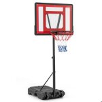 Panier de basket - ball enfants costway - hauteur r�glable 115 � 135cm - 2 roues mobile - filet anti ...