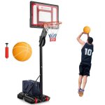 Panier de basket - ball sur pied costway hauteur rglable 105 - 260cm - tableau arrire 82cm - 2 roues ...