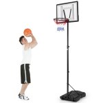 Panier de basket sur pied enfants costway - 8 positions hauteur 172 - 355cm - filet nylon - panneau arri�re ...