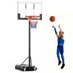 Panier de basketball sur pieds � roulettes costway - hauteur r�glable 100 - 212 cm base remplissable ...