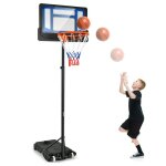 Panier de basketball sur pieds  roulettes costway - hauteur rglable 90 - 210 cm - poteau panneau en ...