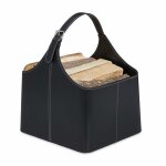 Panier à bois range - buches similicuir porte - revuesaccessoire cheminée noir Panier à bois range - buches similicuir porte - revuesaccessoire cheminée noir