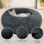 Panier chien chat - 60cm doudoune hiver gris - chaleur confortable et anti - stress pour nuit froide