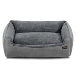 Panier pour chiens lit pour animaux canap� tissu fa�on lin bords rehauss�s antiglisse housse amovible ...