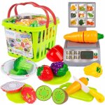 Panier de courses enfant avec fruits et lgumes  scratch et balance 15 pices - kinderplay (kp6853)