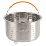 Panier � cuisson vapeur inox pour riz et l�gumes avec poign�e pour casseroles
