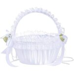 Panier de demoiselle dhonneur de mariage avec dentelle d�cor�e accessoire de mariage �l�gant 20x19cm
