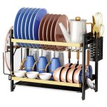 Panier gouttoir dvier grand gouttoir  vaisselle noir sur vier 2 niveaux avec bac dgouttage et porte ...