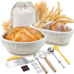 Panier de fermentation pour pain - rotin naturel - kit levain rond(23cm) & ovale(25cm) - panier de fermentatio ...