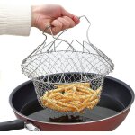 Panier  frire panier de chef en acier inoxydable panier  friteuse ronde avec poigne pour frites pommes ...