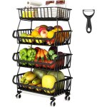 Panier de fruits et l�gumes - like no other - chariot de cuisine - 4 niveaux - m�tal noir - design contemporai ...