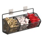 Panier � fruits suspendu en m�tal pour mur de cuisine paniers muraux de stockage doignons noir 3 grilles ...