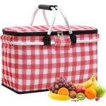 Panier isotherme 30l rouge - blanc pour camping voyages shopping plein air