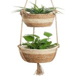 Panier de jardini�re suspendu en jonc de mer 2 taille pot de fleurs tiss� int�rieur ext�rieur - pots ...
