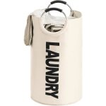 Panier à linge - anse en aluminium souple - polyester - 90 litres - 38x79 cm - beige Panier à linge - anse en aluminium souple - polyester - 90 litres - 38x79 cm - beige