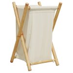 Panier � linge - vidaxl - bambou - blanc cr�me - design contemporain - pliable