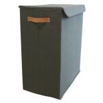 Panier � linge double en tissu vert fonc� 50 x 30 x 60 cm